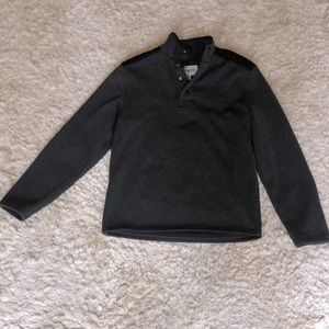 Mens Grey Pullover With Quilted Detail and Snaps - Size M